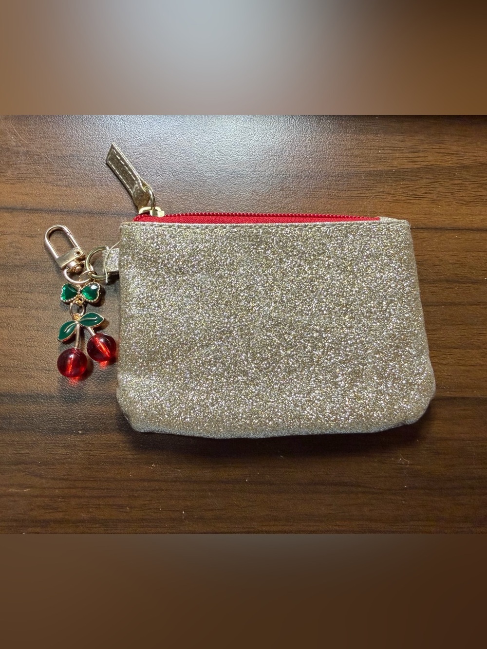 Glitter Zip Pouch/Bag Charm - Gold